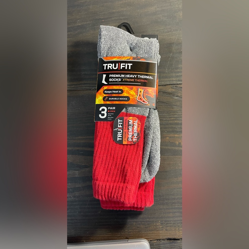 3 Pack New Tru Fit Premium Xtreme Thermal Crew Socks Sz 10-15 Shoe Size 8-12.5